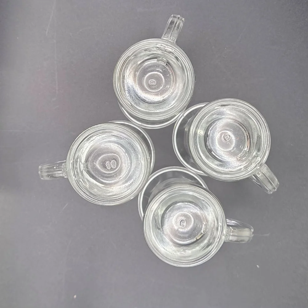 Shot Glasses Clear with Handles And Calla Lily Design Set Of 4